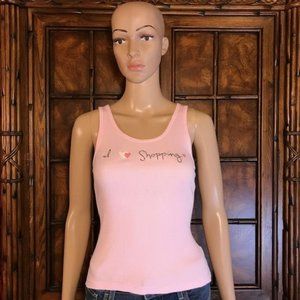 'I Love Shopping' Rib Knit Tank